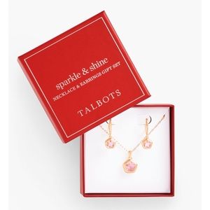 TALBOTS | PINK SPARKLE NECKLACE AND EARRINGS GIFT SET